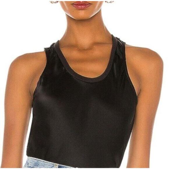 Frame Pre-Owned Black Silk Front Rib Back Racer Tank Top Size XS - Picture 1 of 6